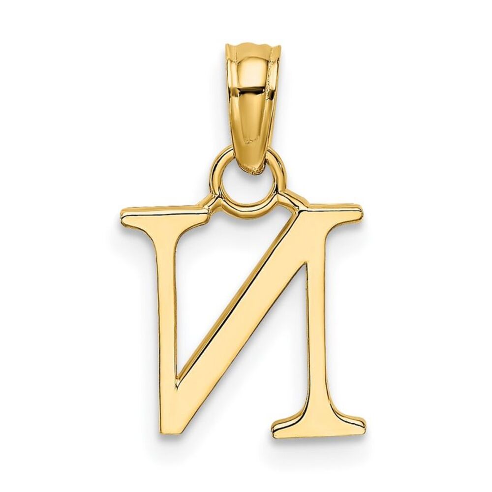 10k Yellow Gold Polished N Block Initial Charm - image 3